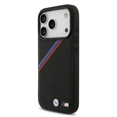 Bmw Magsafe Iphone 17 Pro Max Case With Tri-Color Stripes And Metal Logo - Black